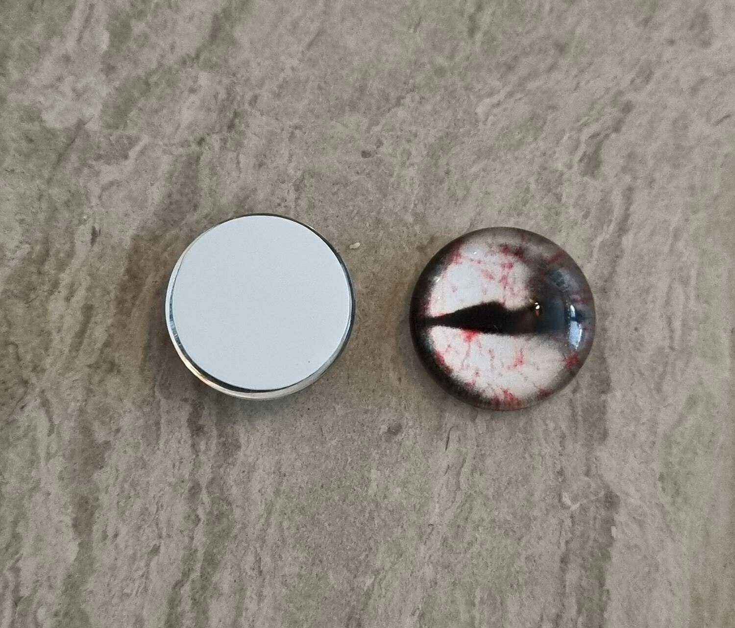2 st drakögon kattögon i glas, glasinfattningar, cabochoner (12 mm)