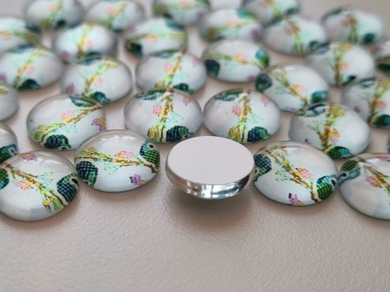 Flatbacks / cabochon i glas Ugglor. Flatbacks uggla (10 st)