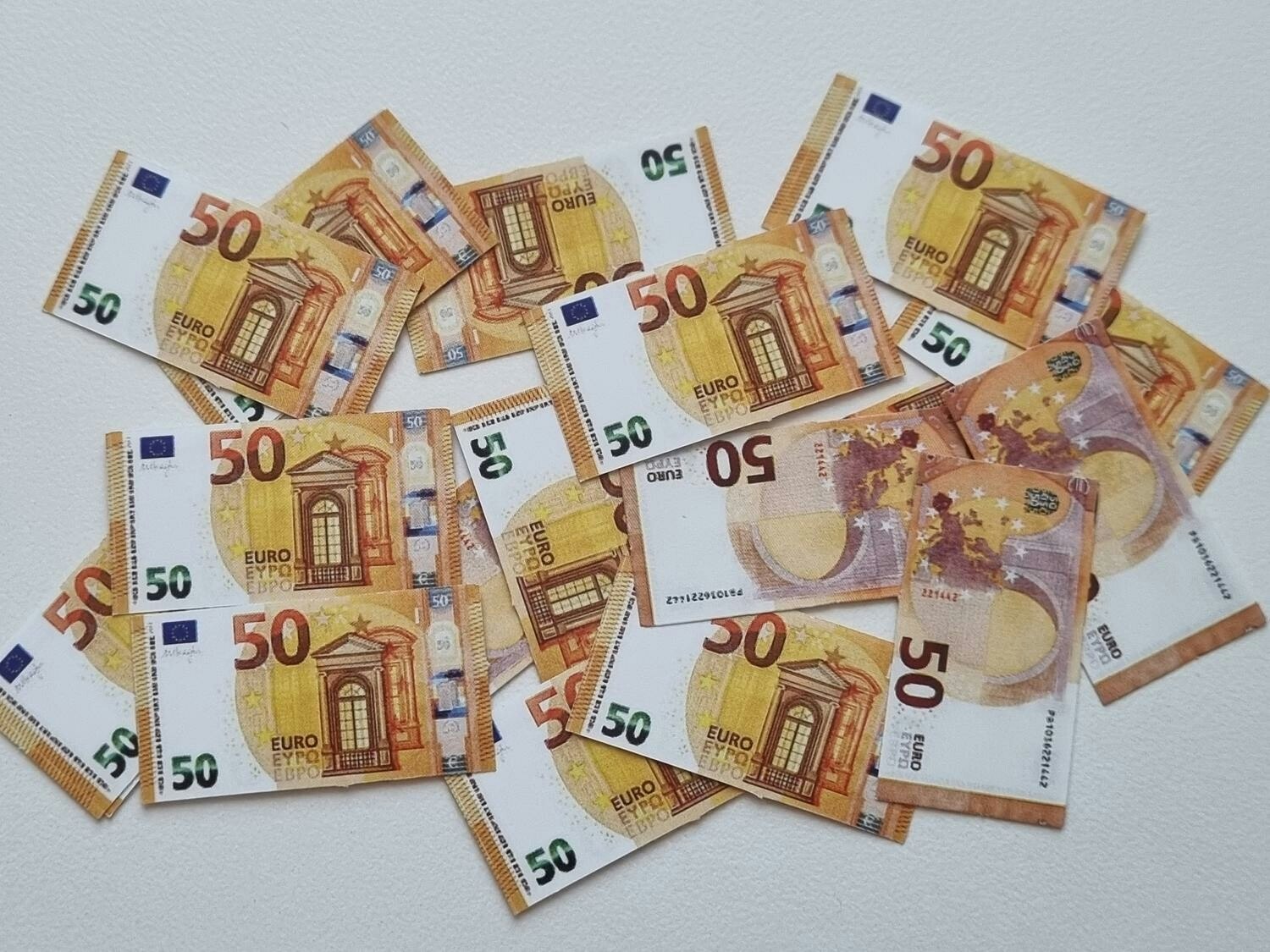 20 st miniatyrer - Sedlar Leksakspengar, Låtsaspengar - 50 euro