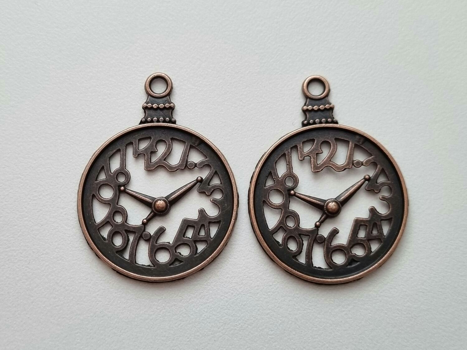 Berlock klockor i steampunk, kopparfärgad klockberlocker