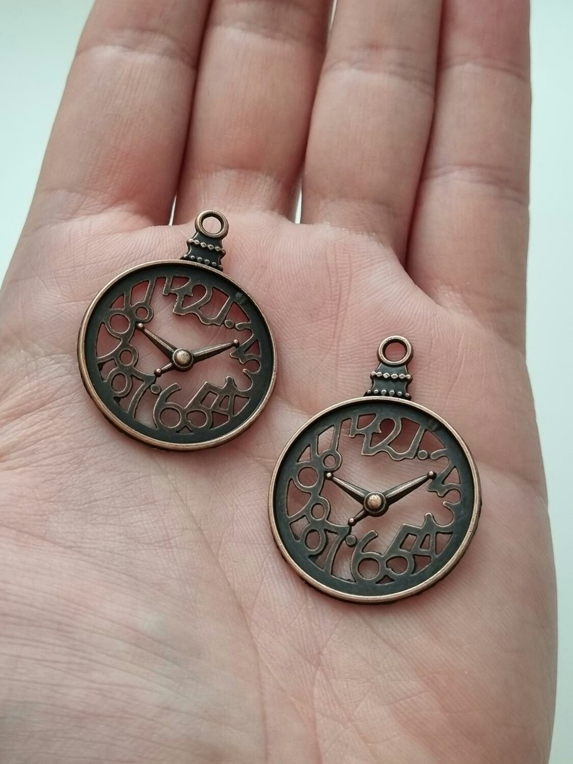 Berlock klockor i steampunk, kopparfärgad klockberlocker