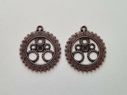 2 st Klockberlock i steampunk, kopparfärgat hänge klocka