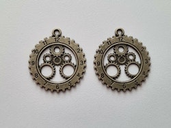 2 st Klockberlock i steampunk, bronsfärgad charm klocka