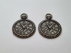 2 st Klockberlock i steampunk, bronsfärgad charm klocka