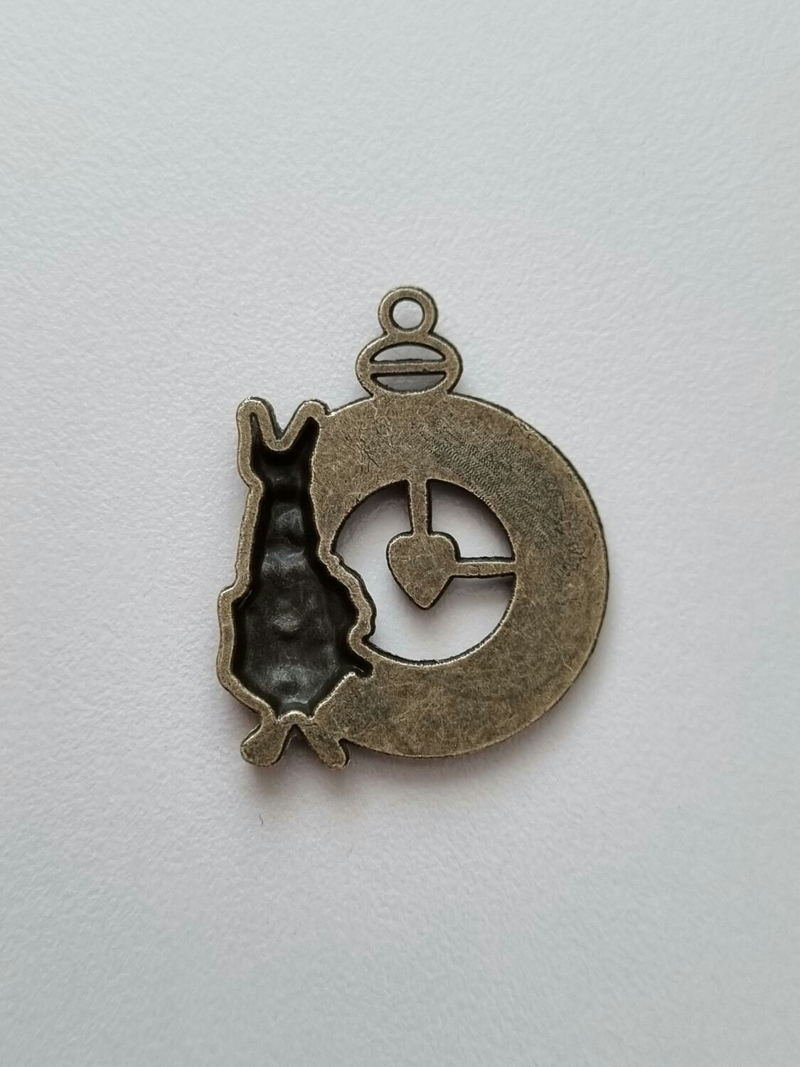 Berlock klocka i steampunk, klockberlock (bronsfärgad)