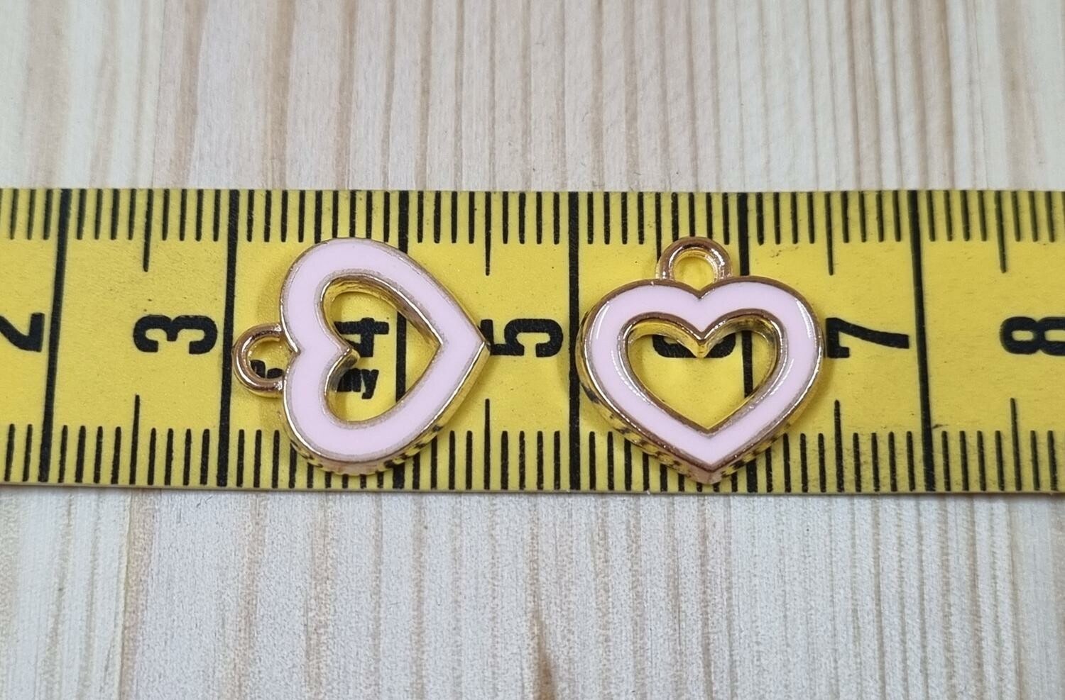 2 st berlocker, charms - Hjärtan (rosa)