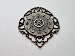 Bronsfärgad berlock, klocka i steampunk, klockberlock