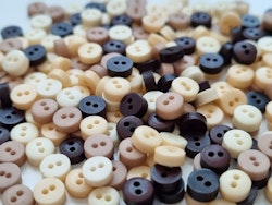 25 st knappar / dockknappar (6 mm, hål 1 mm) i varande färger