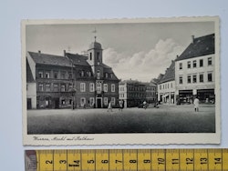 Äldre vykort, Wurzen, Markt mit Rathaus