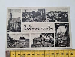 Äldre vykort, Adresserat Dresden med Adolf Hitler frimärke 6 pfennig