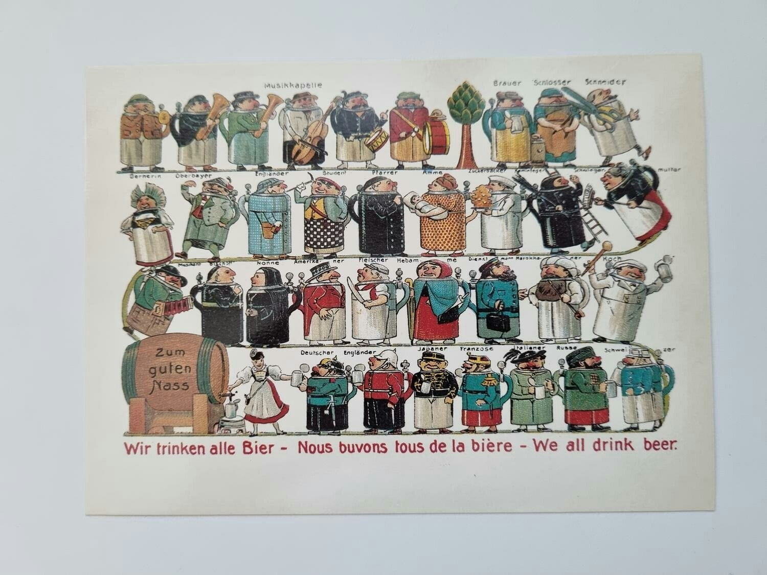 Vykort - We all drink beer