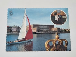 Vykort, H.M Konung Carl XVI Gustaf och Silvia Sommerlath, Stockholms Slott, 1976