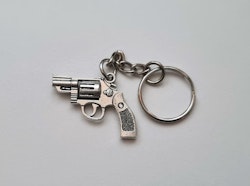 1 st Nyckelring - Silverfärgad revolver