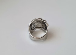 Antiksilverfärgad ring - Spelkort (17,7 mm innermått, vikt 8,5 gram)