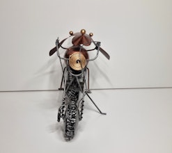 Metallkonst, skulptur. Mus på motorcykel (158 gram)