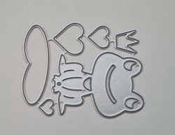 Scrapbooking, 6 st dies, cutting dies (Groda, hjärtan och damm)