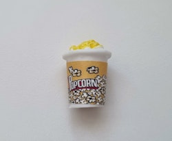 1 st popcornburk (gul) Miniatyr för dockskåp / tittskåp