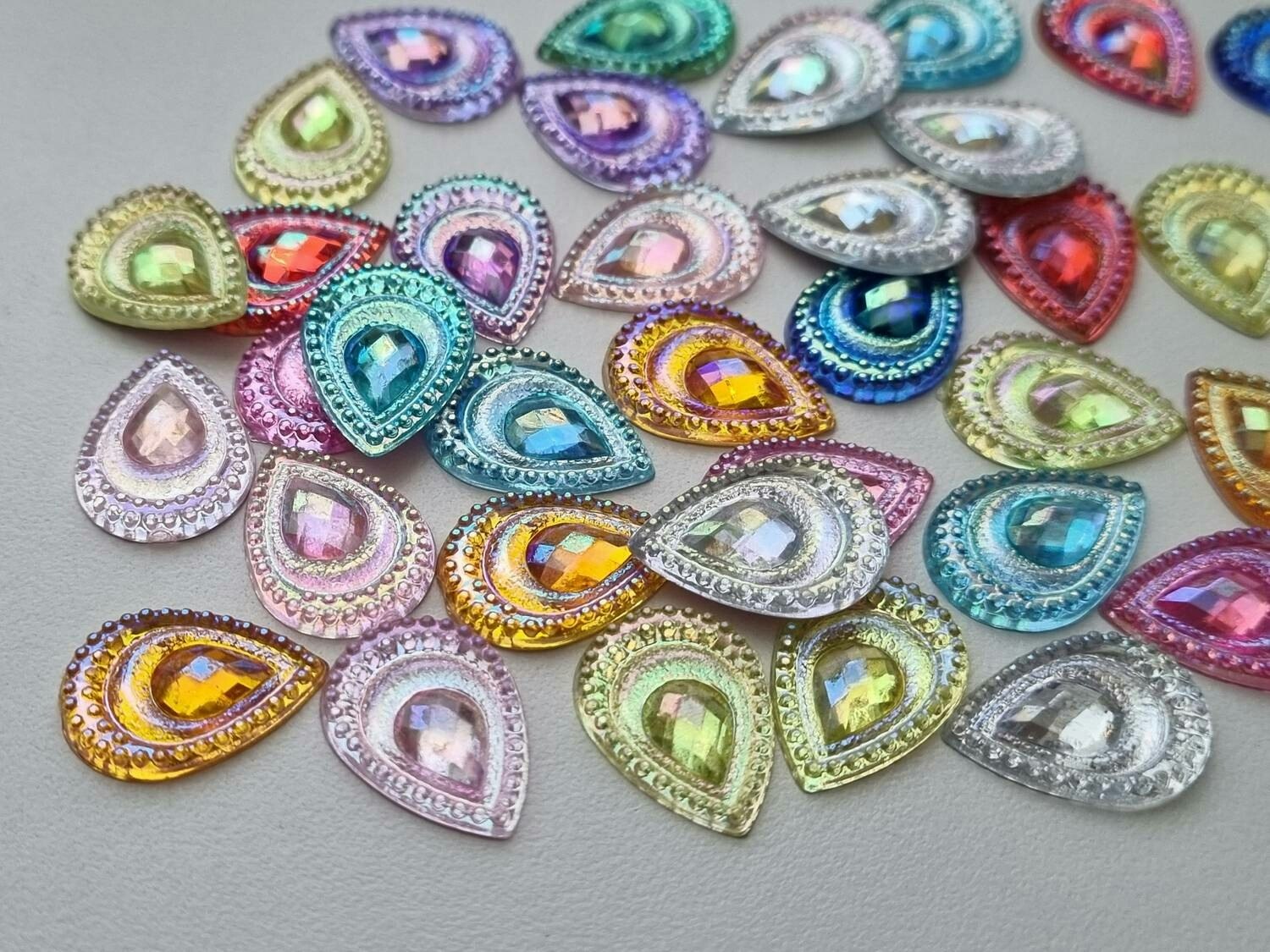 20 st flatbacks, strasstenar (18 x 13 mm)