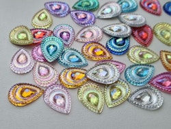 20 st flatbacks, strasstenar (18 x 13 mm)