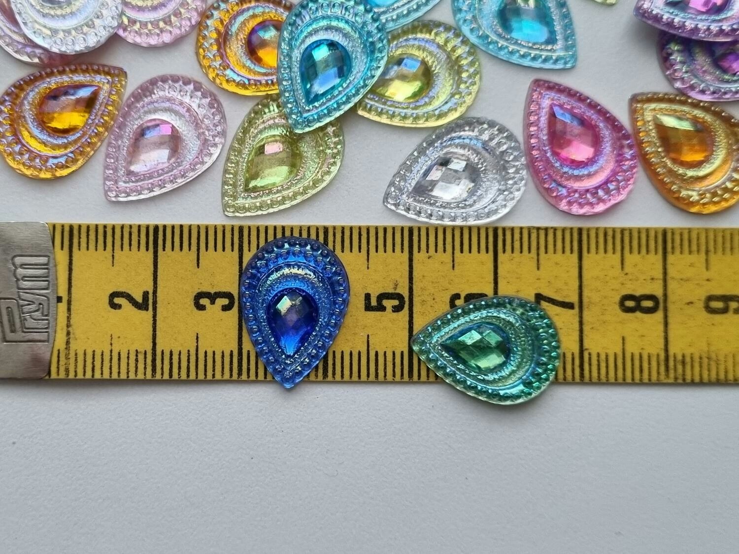 20 st flatbacks, strasstenar (18 x 13 mm)