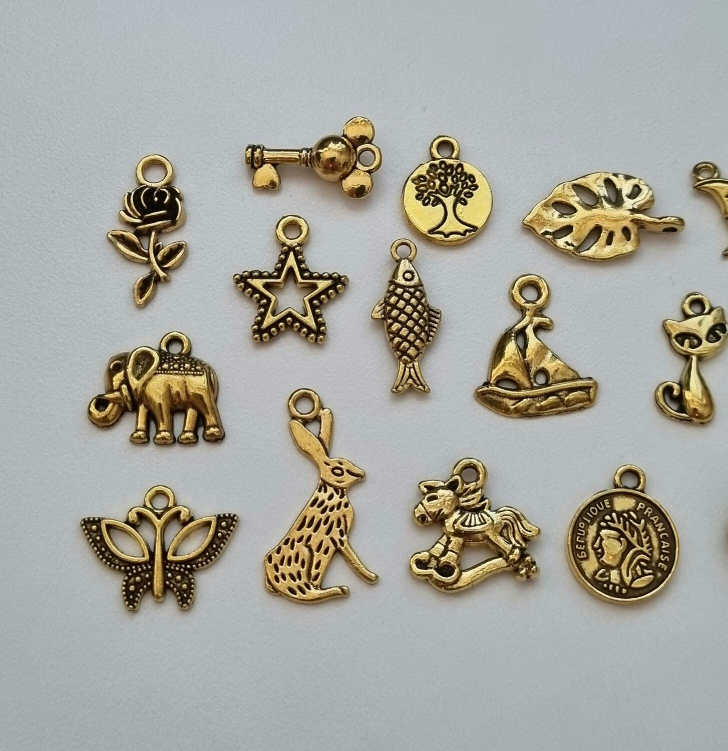 20 st guldfärgade Berlocker Charms Hängen för smyckestillverkning