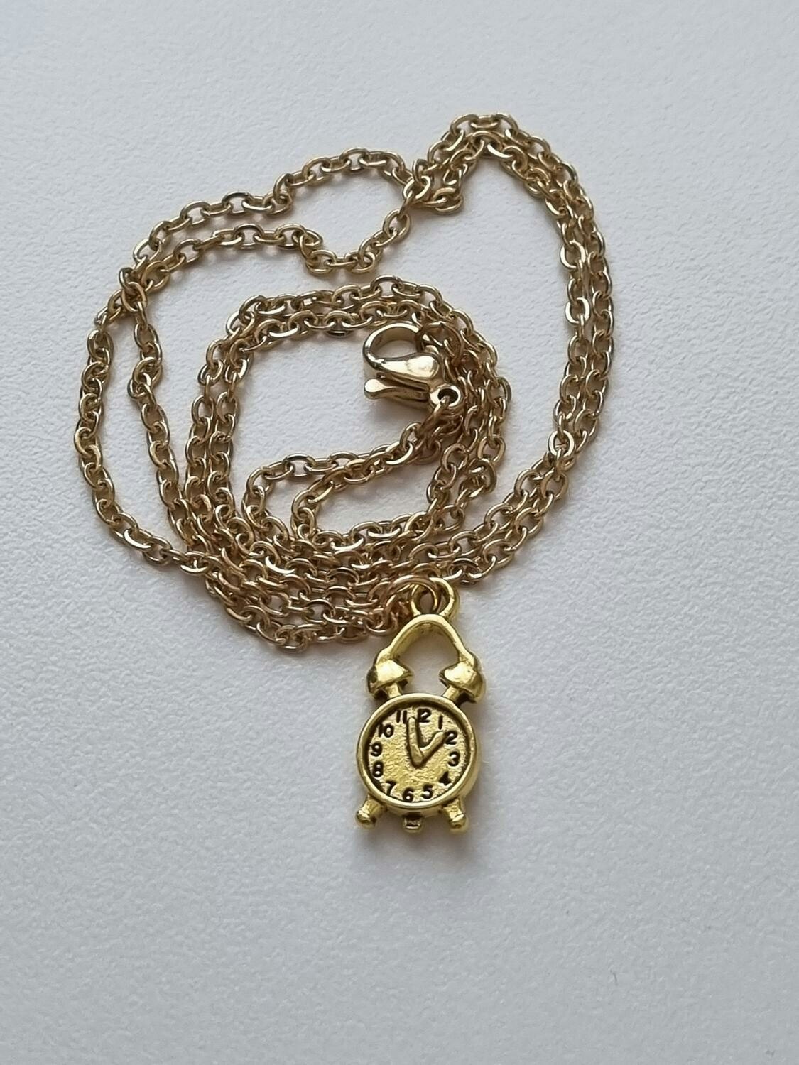 Halsband med klockberlock i steampunk (50 cm långt halsband)
