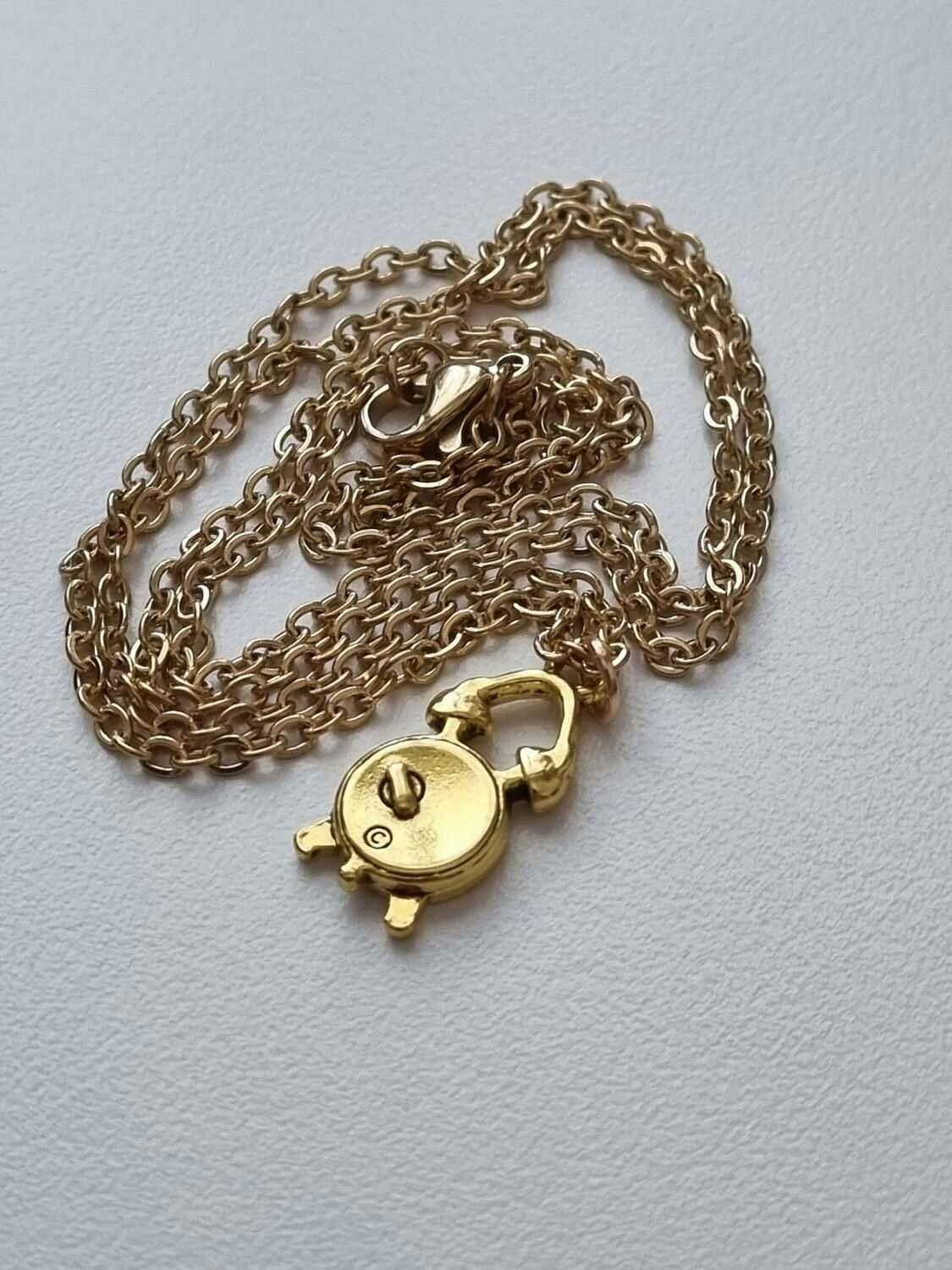 Halsband med klockberlock i steampunk (50 cm långt halsband)
