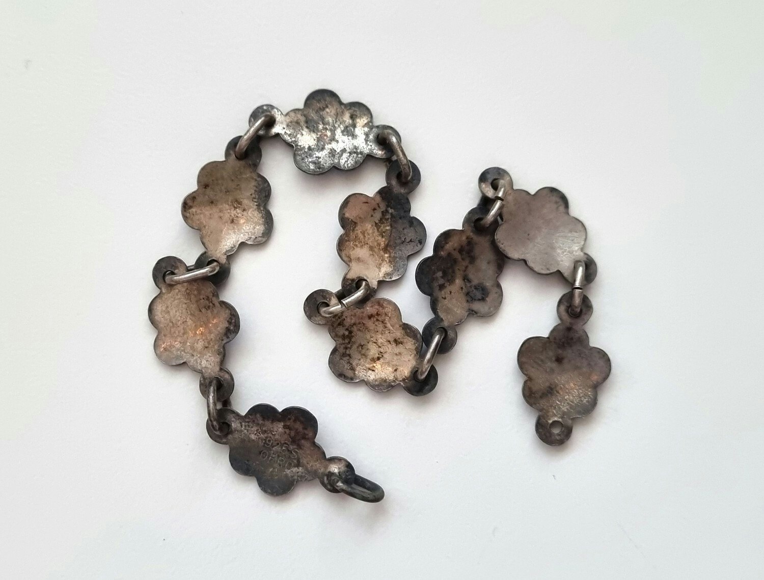 Armband, små blå/gula blommor
