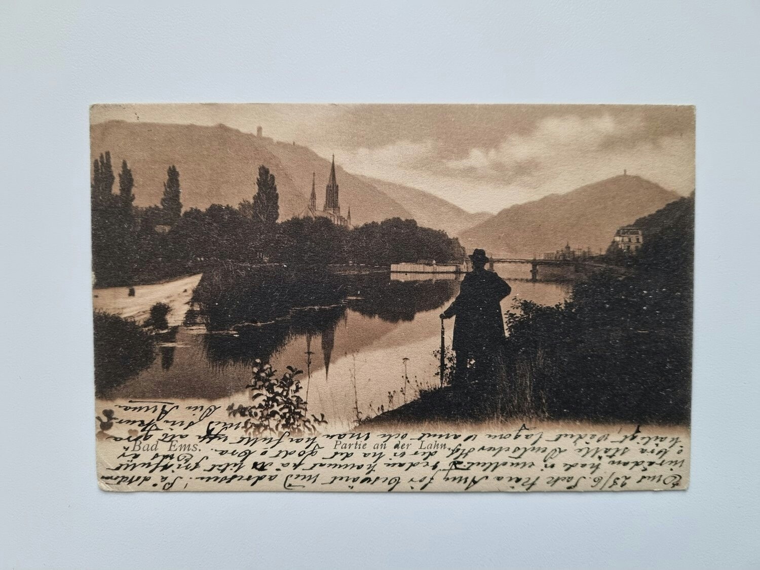 Vykort Bad Ems, Partie an der Lahn, 1904