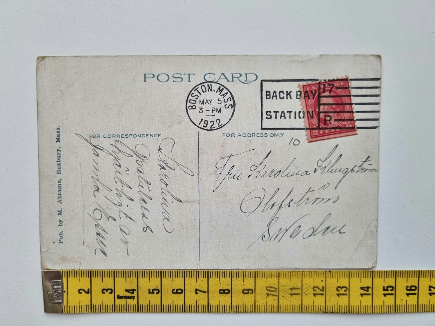Vykort Commonwealth Ave. 1922