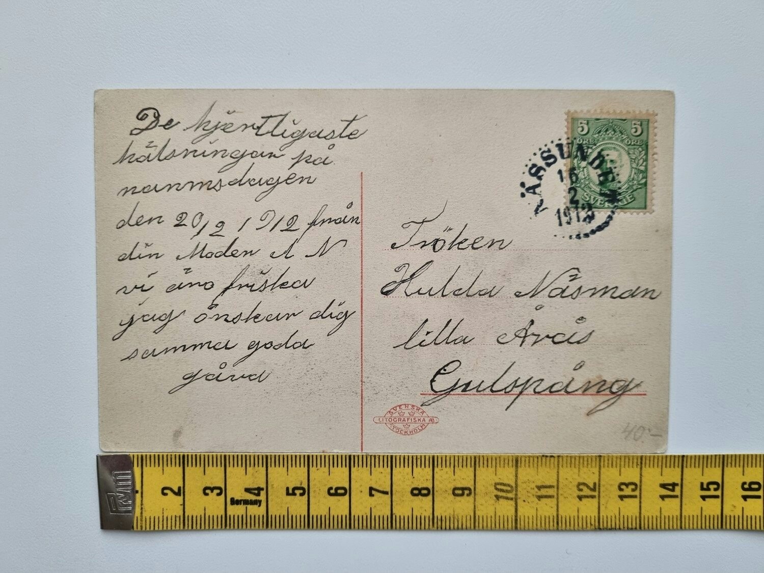 Vykort Missionshuset och predikantbostaden, Viken, Bjurkärn. 1912