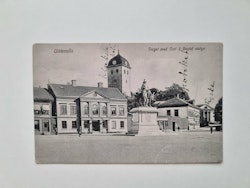 Vykort Uddevalla,  Torget med Carl X Gustaf statyn, 1921