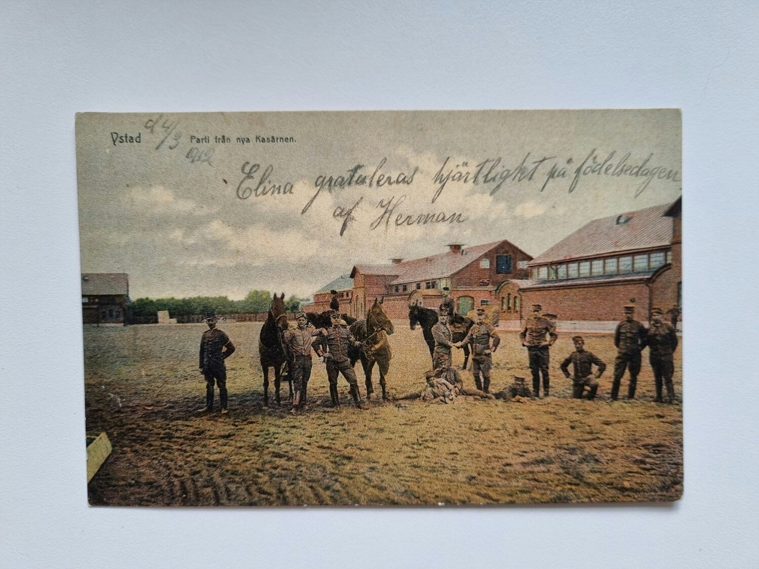 Vykort Ystad, kasernnen 1912