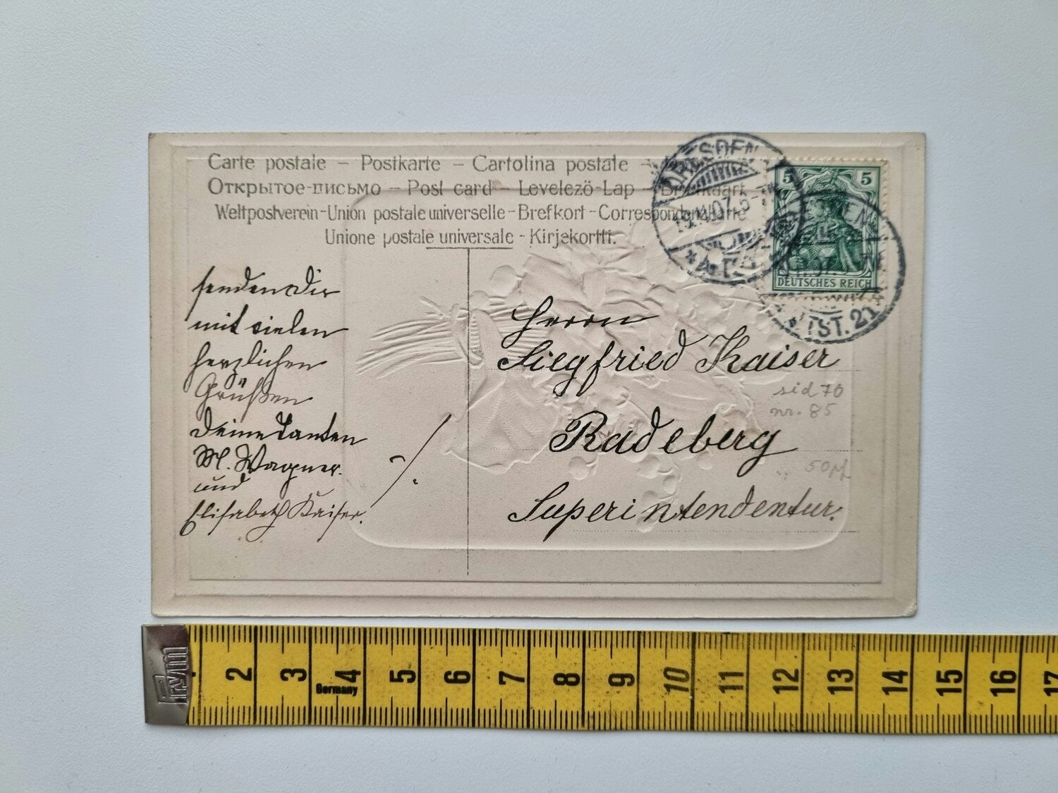 Äldre vykort stämplat 1907