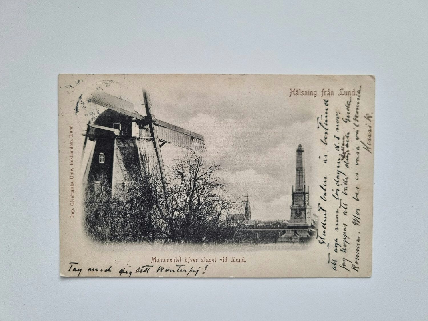 Vykort Monumentet öfver slaget vid Lund, 1900