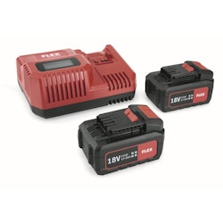 Flex Batteripack 2 plus laddare 18V - Snabbladdare + 2st 5.0Ah batterier