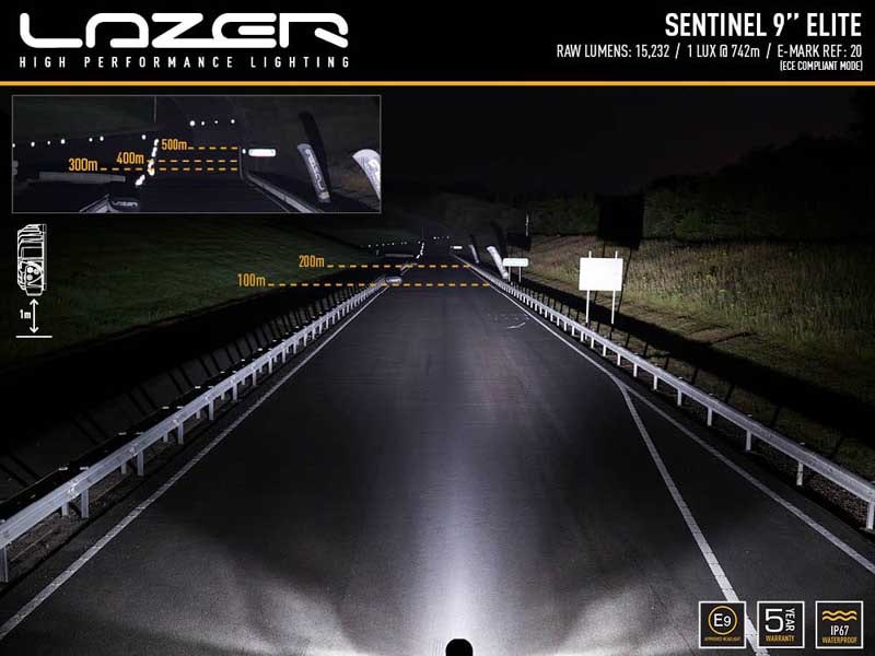 Lazer Sentinel Elite 9" Vit med positionsljus