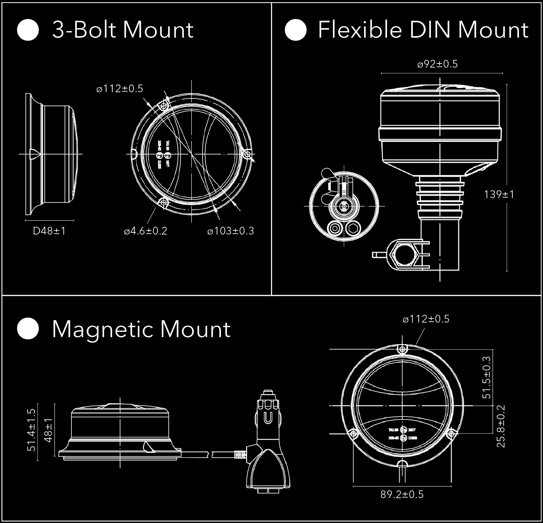 Blixtljus Beacon Mini för planmontage