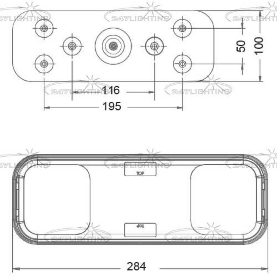 Baklampa multifunktion LED 284 mm