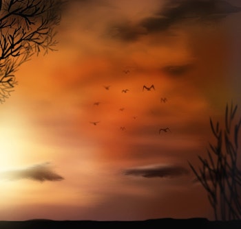 Tre i Solnedgang  (ferdig innrammet)