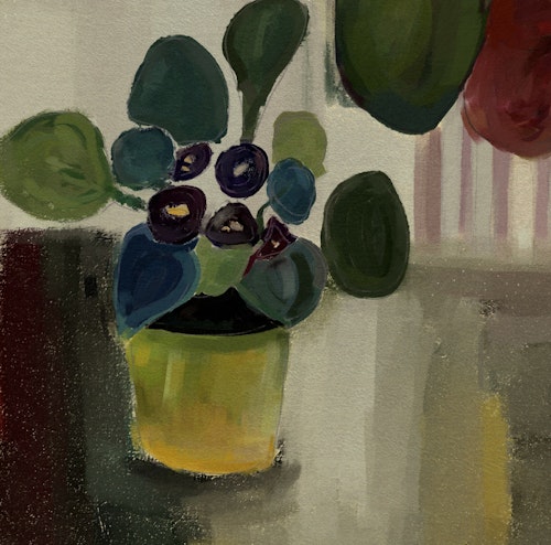 Blomster på Bord (med ramme og passepartout)