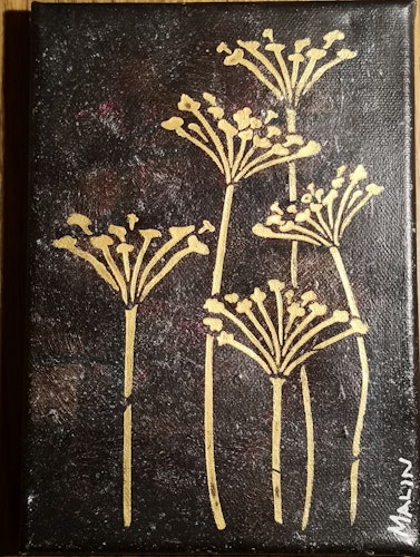Blommor guld 15x21 cm