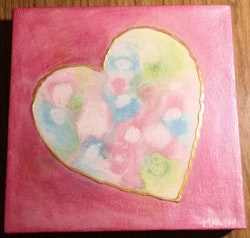 Hjärta på rosa bakgrund 20x20 cm