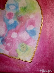 Hjärta på rosa bakgrund 20x20 cm