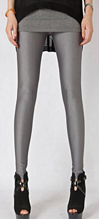 Mode stil gråa metallisk glänsande leggings