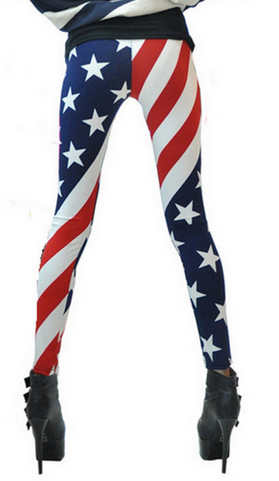 Exceptionellt amerikan flagga vita röda blåa leggings