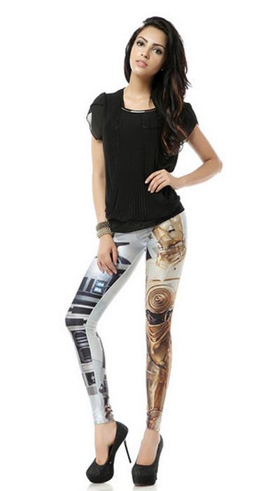 Vita svarta bruna Star Wars film digital galaxy leggings