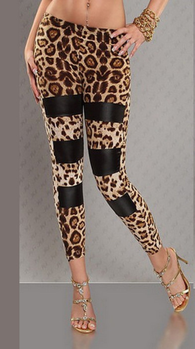 Leopard Print svarta stripe leggings