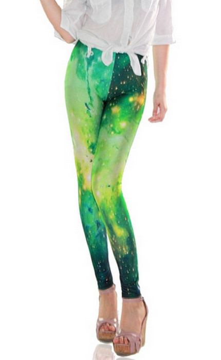 Gröna blixtljus kosmisk diagram leggings