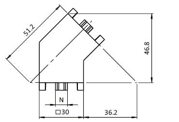 Vinkelförbindning 30x30x45 med fästdetaljer, för BSB profil,